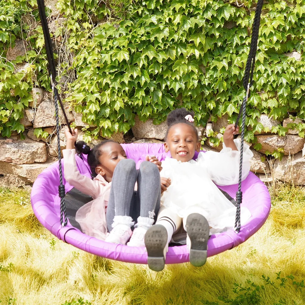 Purple Outdoor Kids Round Platform Saucer Swing 特色6