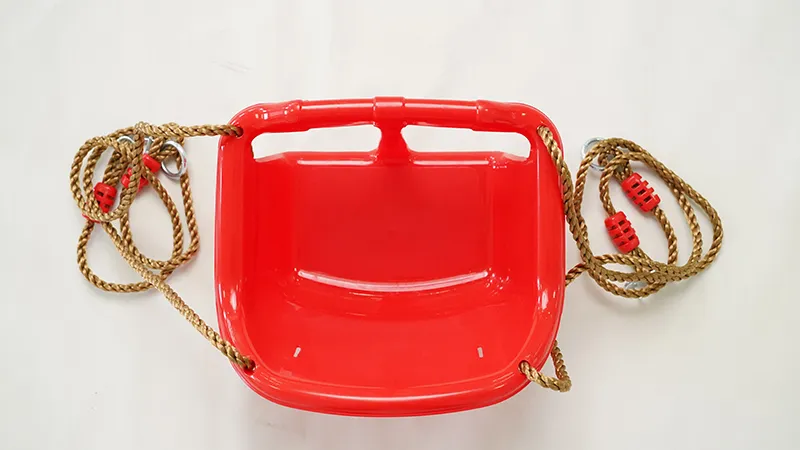 Red plastic hanging swing chair for children 中间
