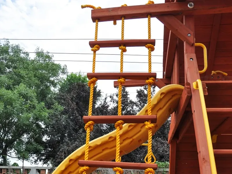 Wooden Climbing Frame Swing Slide Set Kids Playground Outdoor Equipment 特色5