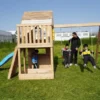 kids backyard outdoor wooden playground equipment slide swing set 1