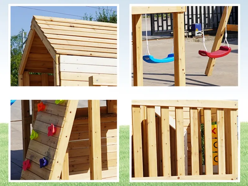 kids backyard outdoor wooden playground equipment slide swing set 2