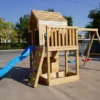 kids backyard outdoor wooden playground equipment slide swing set 4