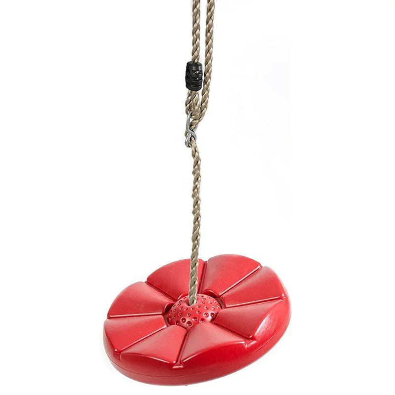 Outdoor Kid Playground Adjustable Rope Red Petal Disc Swing