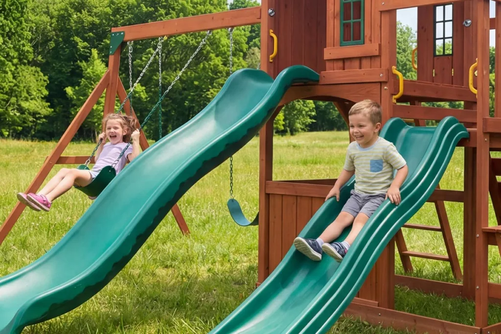 wood swing set slide