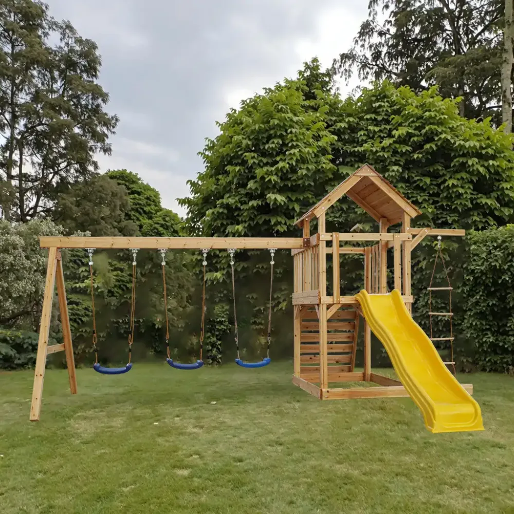outdoor slide swing set